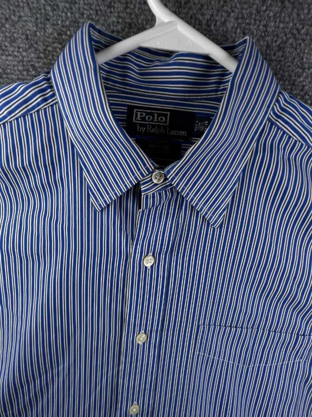 Polo Ralph Lauren Andrew Classic Fit Striped Blue Button Up Shirt 16.5 34/35